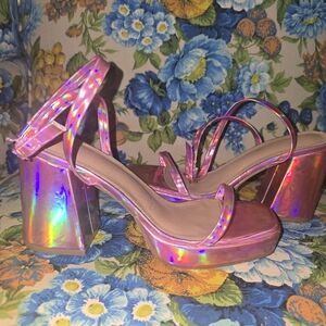 Holographic Pink Platform Heels